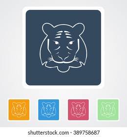 Square flat buttons icon of Tiger. Eps-10.