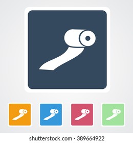 Square flat buttons icon of Tissue Paper Roll. Eps-10.