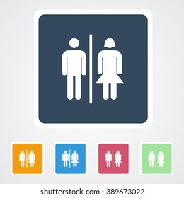 Square flat buttons icon of Toilet. Eps-10.