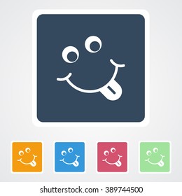 Square flat buttons icon of Tongue. Eps-10.