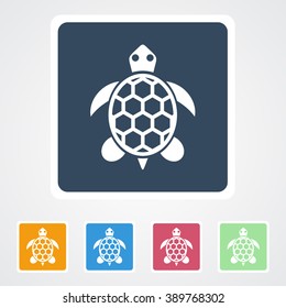 Square flat buttons icon of Tortoise, Turtle. Eps-10.