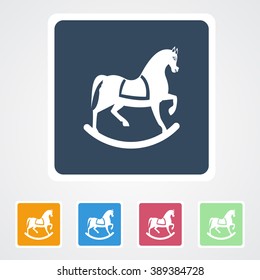 Square flat buttons icon of Toy Horse. Eps-10.