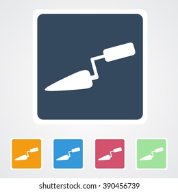 Square flat buttons icon of Trowel. Eps-10. 