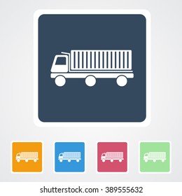Square flat buttons icon of Truck. Eps-10.