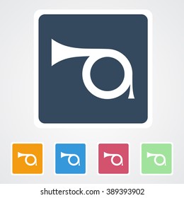 Square flat buttons icon of Trumpet. Eps-10.