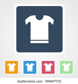 Square flat buttons icon of T-shirt. Eps-10. 