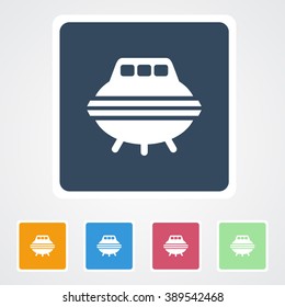 Square flat buttons icon of UFO or Spaceship. Eps-10.