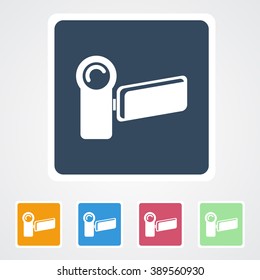 Square flat buttons icon of Video Camera. Eps-10.