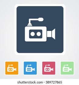 Square flat buttons icon of Video Camera. Eps-10.