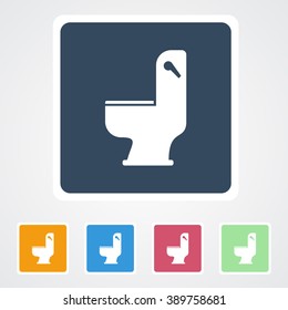 Square flat buttons icon of Water Closet or Public Toilet . Eps-10.