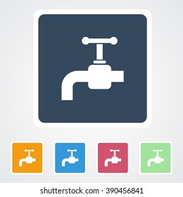 Square flat buttons icon of Water Tap. Eps-10. 