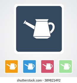 Square flat buttons icon of Watering Can. Eps-10.