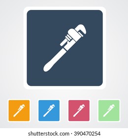 Square flat buttons icon of Wrench. Eps-10. 