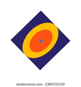 Square in the flat cartoon design. Abstract art in this element of a set - an elegantly designed square featuring captivating circle patterns. Vector illustration.