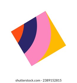 Square in the flat cartoon design. An element of the set portrayed in this illustration is a square with intriguing abstract patterns, beautifully presented in flat design. Vector illustration.