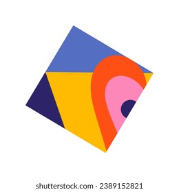 Square in the flat cartoon design. The element of the set captured in this illustration is a square, elegantly designed with intricate abstract patterns. Vector illustration.