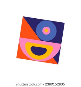 Cuadrado en el diseño de dibujos planos. Esta ilustración se centra en un elemento del conjunto: un cuadrado con patrones abstractos únicos, perfectamente adaptado a la estética de diseño plano. Ilustración vectorial.