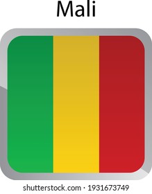 Square flat flag of Mali vector illustration icon. Simple Isolated button. EPS10.
