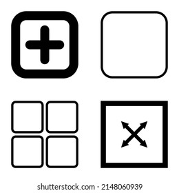 Square Flat Icon Set Isolated On White Background
