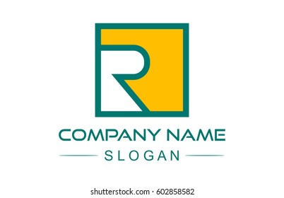 square flat logo letter r