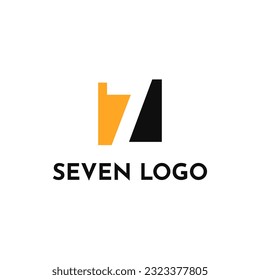 Quadratische flache Nummer sieben Logo-Design-Idee