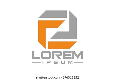 square flat ribbon abstract logo