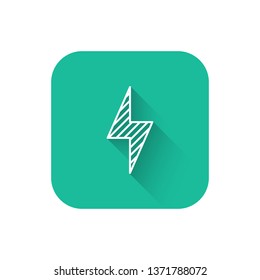 Square flat turquoise illustration with long shadow Lightning icon vector. Energy concept