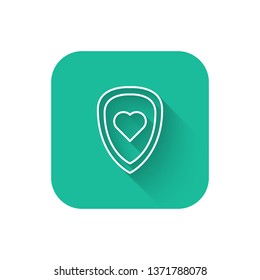 Square flat turquoise illustration with long shadow Healthcare concept. Protected symbol