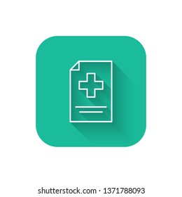 Square flat turquoise illustration with long shadow Medical reference book, textbook, encyclopedia.