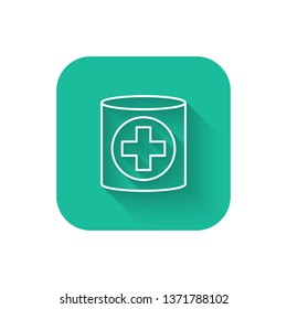 Square flat turquoise illustration with long shadow Medical hat icon illustration