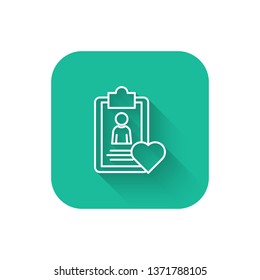Square flat turquoise illustration with long shadow Patient Medical Record Icon