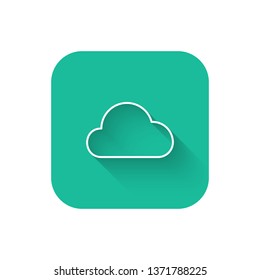 Square flat turquoise illustration with long shadow Cloud vector design icon
