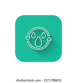 Square flat turquoise illustration with long shadow Water purification vector symbol