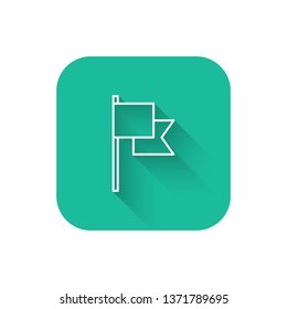 Square flat turquoise illustration with long shadow Flag symbol vector icon for national theme