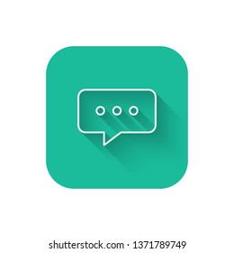 Square flat turquoise illustration with long shadow Thinking Icon concept. Idea sign