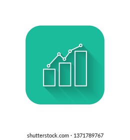 Square flat turquoise illustration with long shadow Graph icon, business infographics, vector illustration