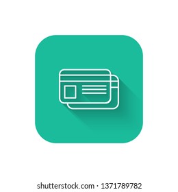 Square flat turquoise illustration with long shadow Payment - Credit cards Icon