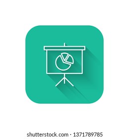 Square flat turquoise illustration with long shadow Marker board for office. Business concept