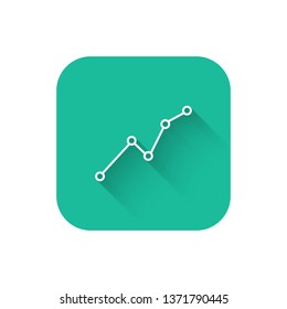 Square flat turquoise illustration with long shadow Graph icon, business infographics, vector illustration