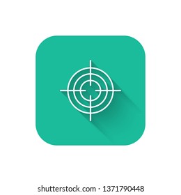 Square flat turquoise illustration with long shadow Target aim icon, cross aim sign
