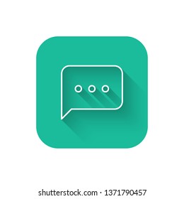 Square flat turquoise illustration with long shadow New Message, Dialog, Chat Speech Bubble Notification icon vector