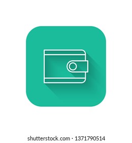 Square flat turquoise illustration with long shadow Wallet Icons. Professional purse symbol