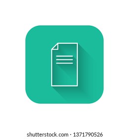Square flat turquoise illustration with long shadow Business paper icons