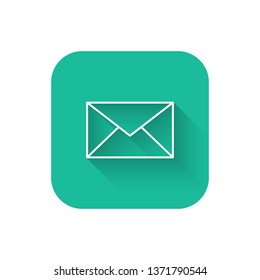 Square flat turquoise illustration with long shadow Envelope Icon , Email icon or message vector