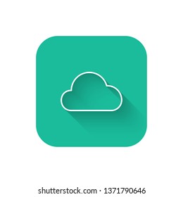 Square flat turquoise illustration with long shadow Cloud vector design icon