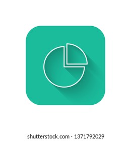 Square flat turquoise illustration with long shadow Graph icon, business infographics, vector illustration