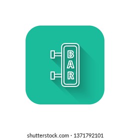 Square flat turquoise illustration with long shadow Vector Hanging Bar Board. Bar concept