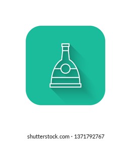 Square flat turquoise illustration with long shadow Bottle of vodka. Bar concept