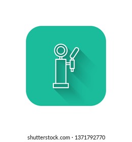 Square flat turquoise illustration with long shadow Draft Beer Vector Icon. Bar concept