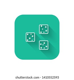 Square flat turquoise illustration with long shadow Sugar logo. Three cubes icon.